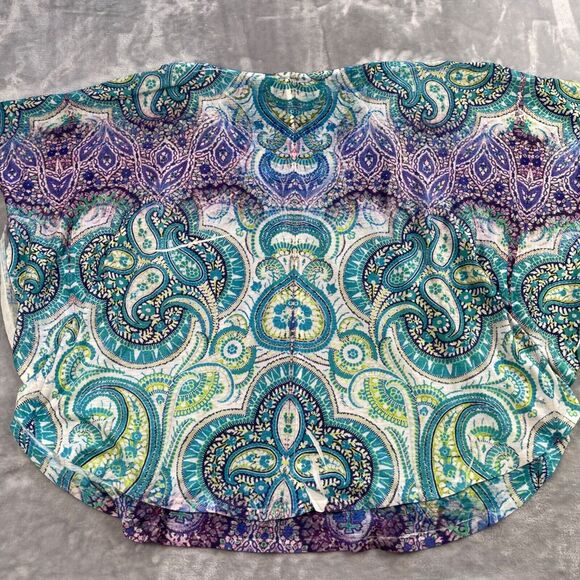 Style & Co Top 2X Multicolor Paisley Crochet Trim Sublimation Butterfly Sleeve - Picture 5 of 12
